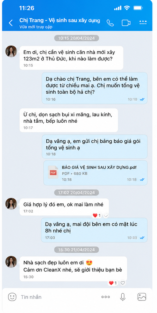 Đánh giá thực tế từ khách hàng CleanX 3